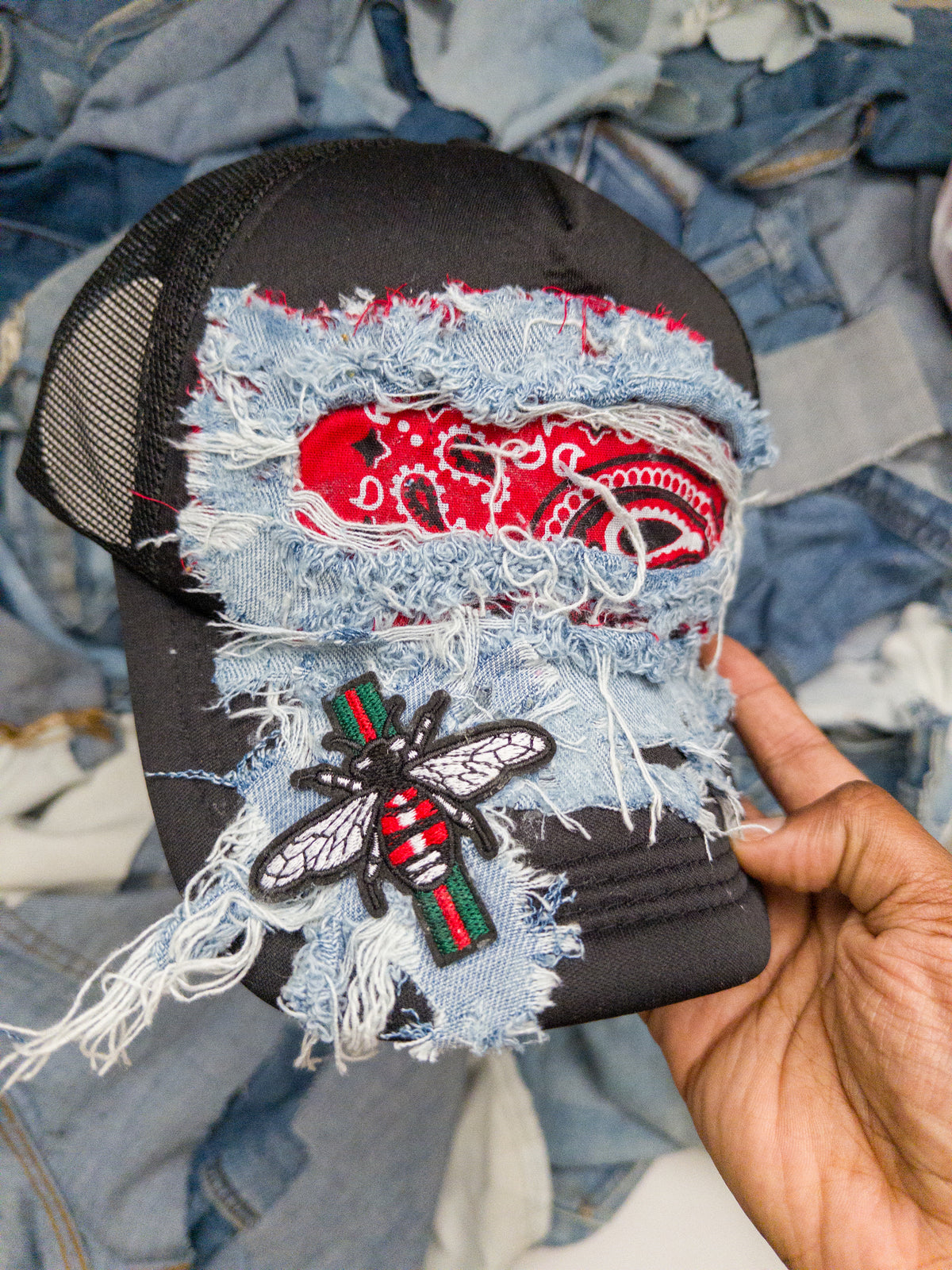 Red Bandana Denim Fusion Hat