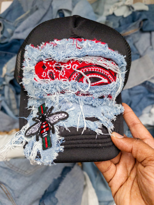 Red Bandana Denim Fusion Hat